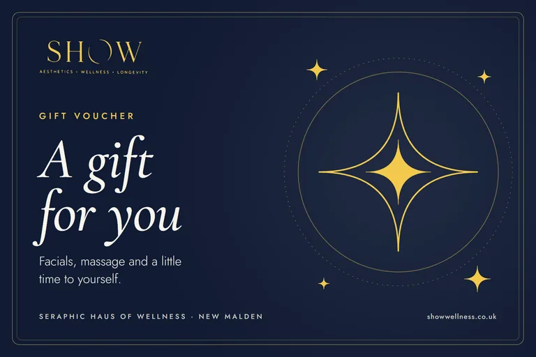 SHOW gift voucher card for any occasion: navy with a gold star